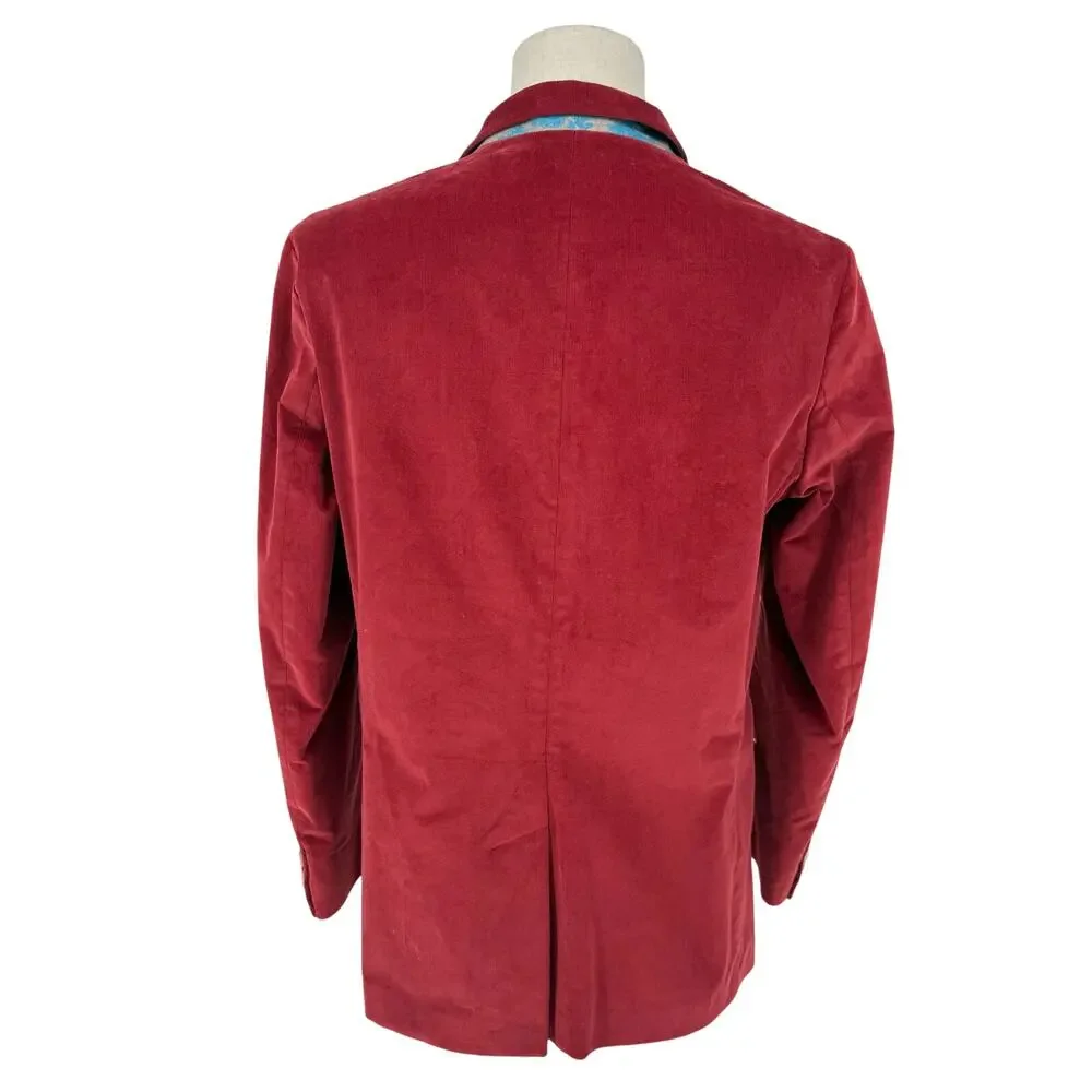 Robert Graham Casual Two Button Red Corduroy Sport Coat Blazer Jacket Size 40